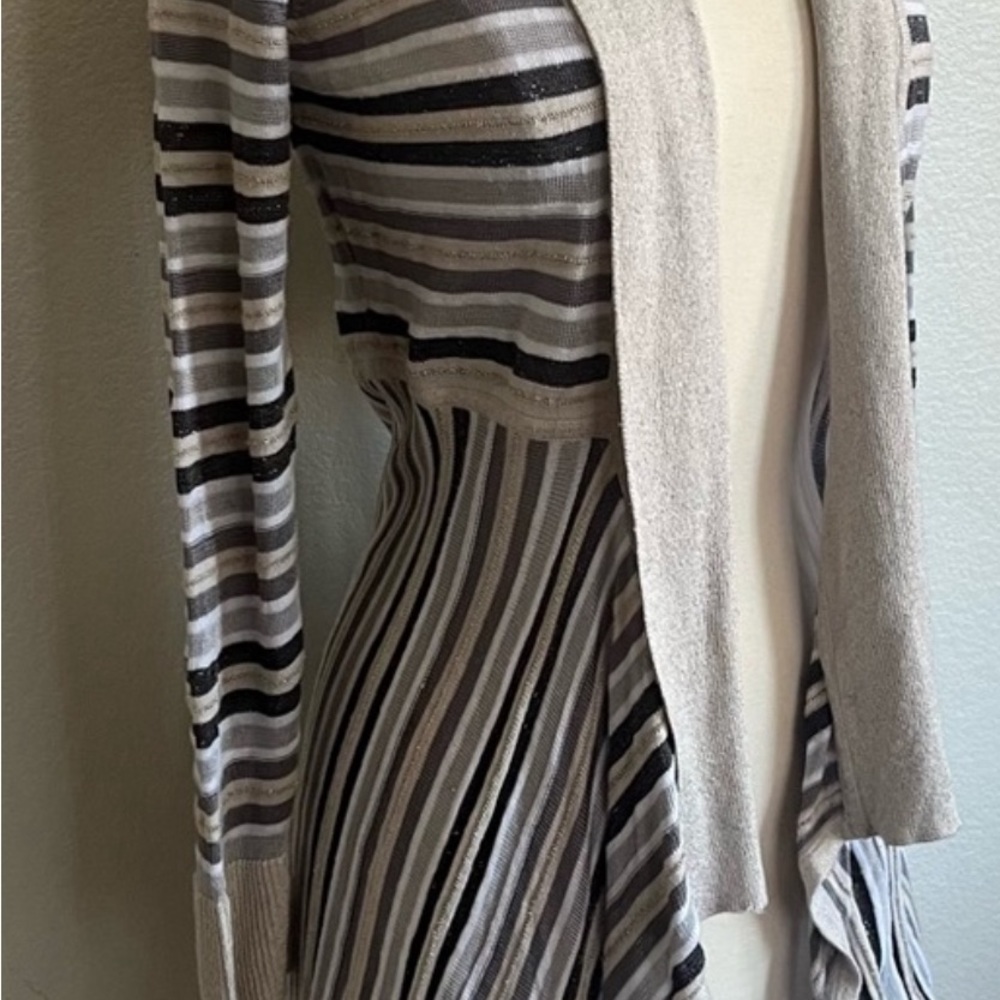 Whbm Multi Stripe Open Front Sparkle Cardigan S - image 4
